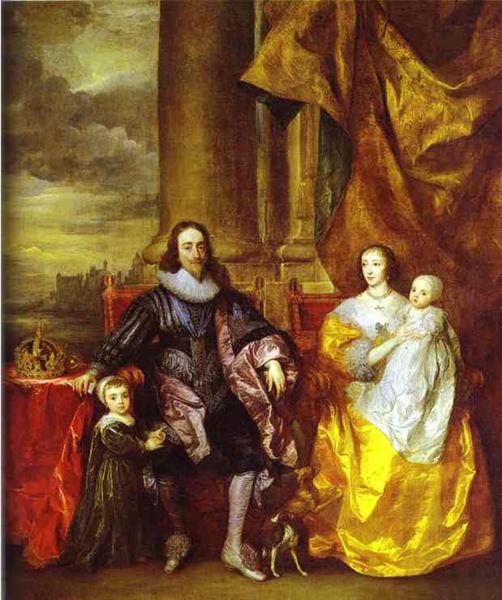 Карл I и королева Генриетта Мария с Чарльзом, принцем Уэльским и принцессой Марией, 1632 - Антонис ван Дейк