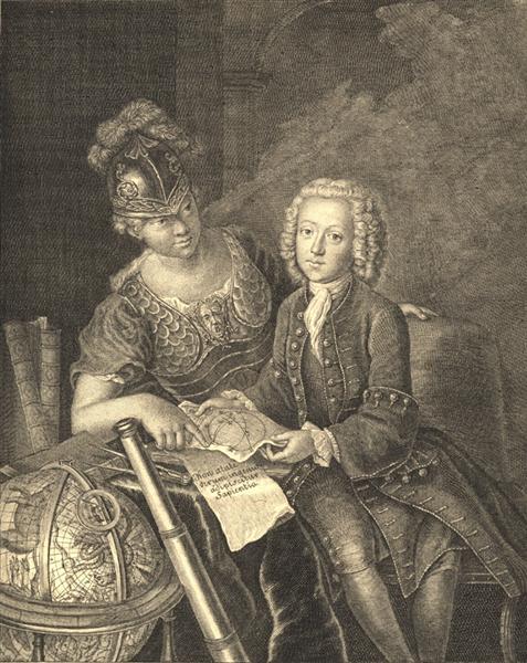 Jean Philippe Baratier presented by Minerva, German scholar, 1735 - Антуан Пен