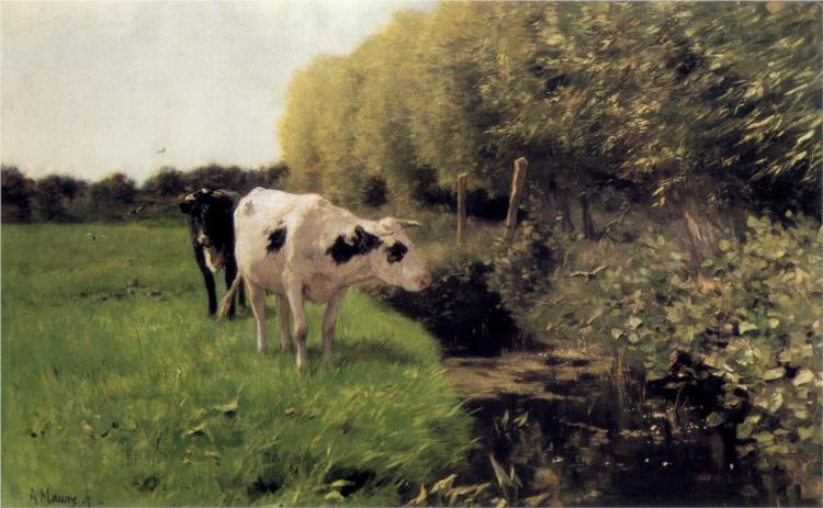 Koeien aan een sloot - Anton Mauve