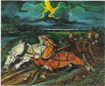 Horses with storm - Antonio Ligabue