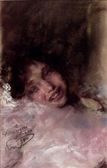 A young girl smiling - Antonio Mancini