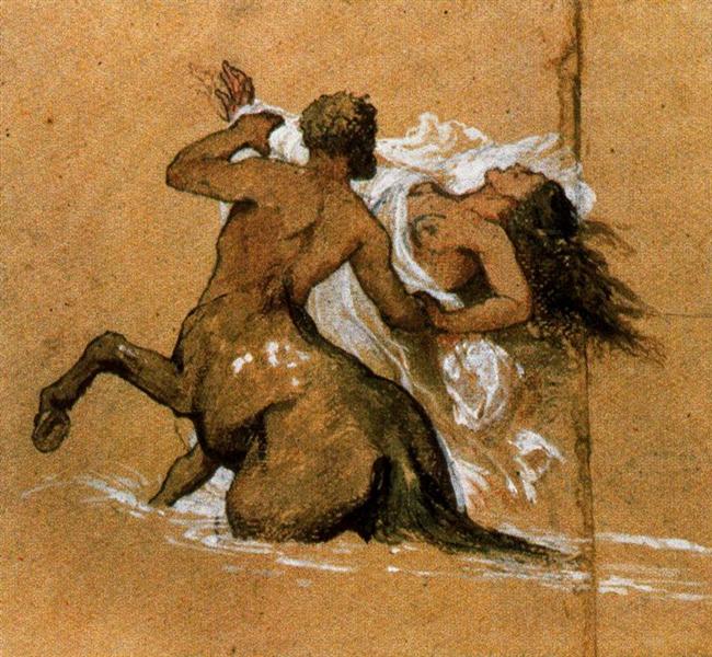 Centaur and nymph - Арнольд Бёклин