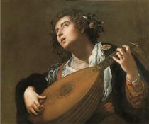 Woman Playing a Lute - Artemisia Gentileschi