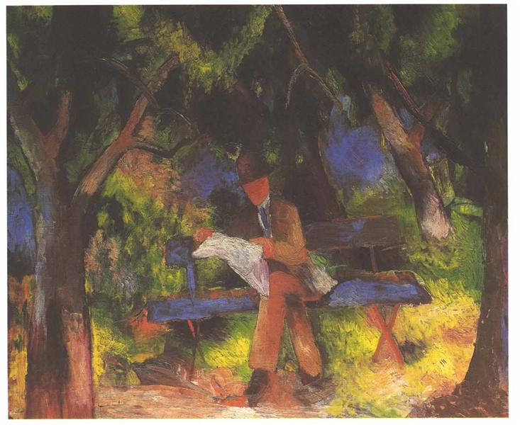 Reading man in park, 1914 - 奧古斯特·馬克