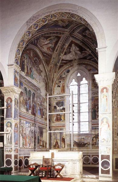View of the Apsidal Chapel of Sant'Agostino. Cycle of St. Augustine, 1464 - 1465 - Беноццо Гоццолі