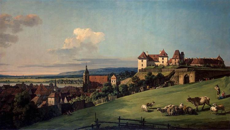 View of Pirna from the Sonnenstein Castle, c.1755 - Белотто Бернардо