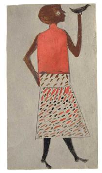 Untitled (Woman with Bird) - Bill Traylor