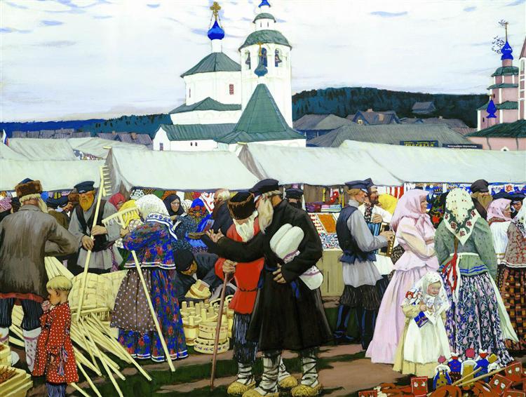 At The Fair, 1906 - Boris Michailowitsch Kustodijew