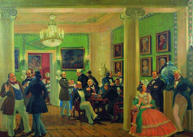 In the living room in Moscow in 1840's, 1912 - Borís Kustódiev
