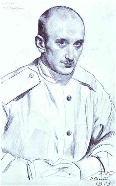 Portrait of the Artist Georgi Vereisky, 1917 - Boris Michailowitsch Kustodijew