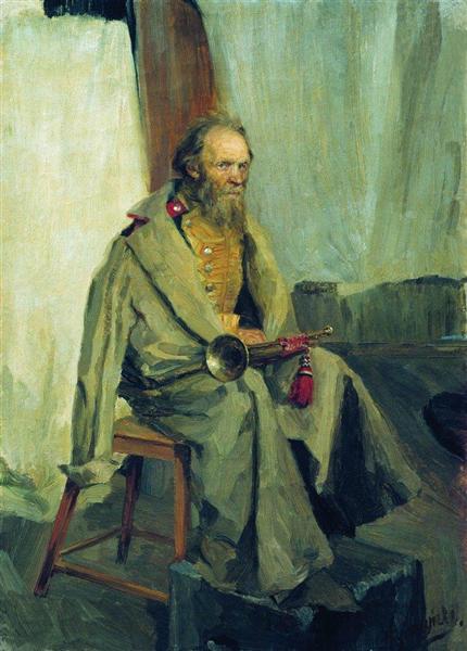 Натурщик в шинели, 1900 - Борис Кустодиев
