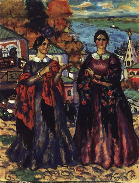 Two Merchant's wifes, 1913 - Boris Kustodiev