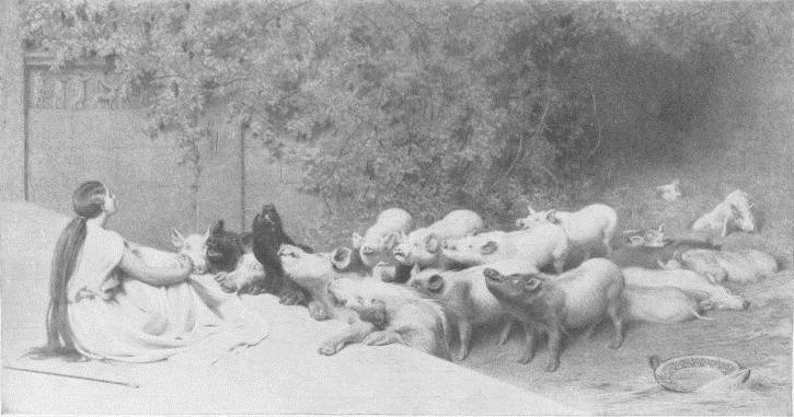 Circe and her swine, 1896 - Briton Rivière