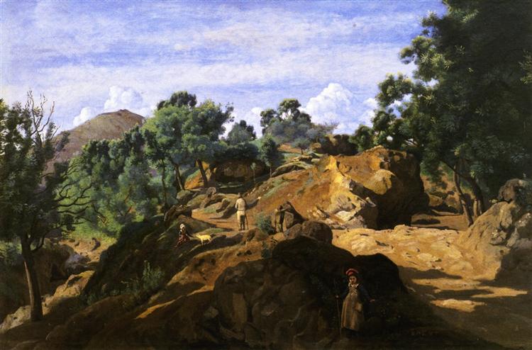A Chestnut Wood among the Rocks, c.1835 - Каміль Коро