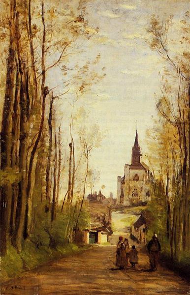 Мариссаль, путь ко входу в церковь, 1866 - Камиль Коро