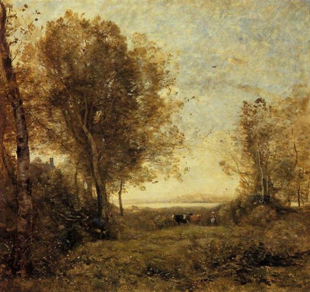 Morning, Woman Hearding Cows, c.1860 - c.1865 - Jean-Baptiste Camille Corot
