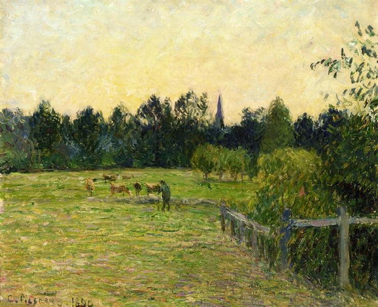 Cowherd in a Field at Eragny, 1890 - Каміль Піссарро