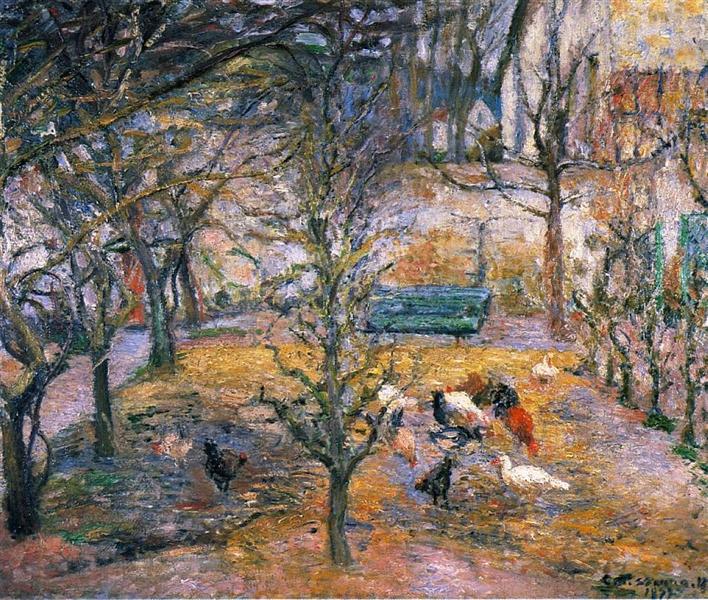 Farmyard at the Maison Rouge, Pontoise, 1877 - Camille Pissarro
