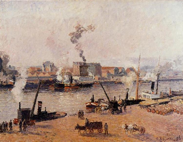 Foggy Morning, Rouen, 1896 - Камиль Писсарро