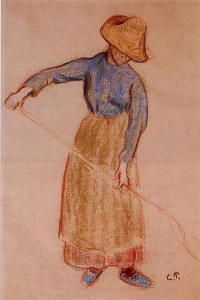 Peasant with a Pitchfork, c.1901 - Камиль Писсарро