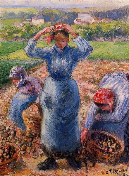 Peasants Harvesting Potatoes, 1882 - Каміль Піссарро