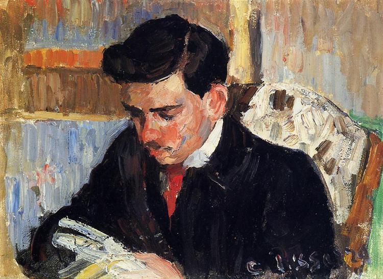 Portrait of Rodo Pissarro Reading, c.1899 - c.1900 - Камиль Писсарро