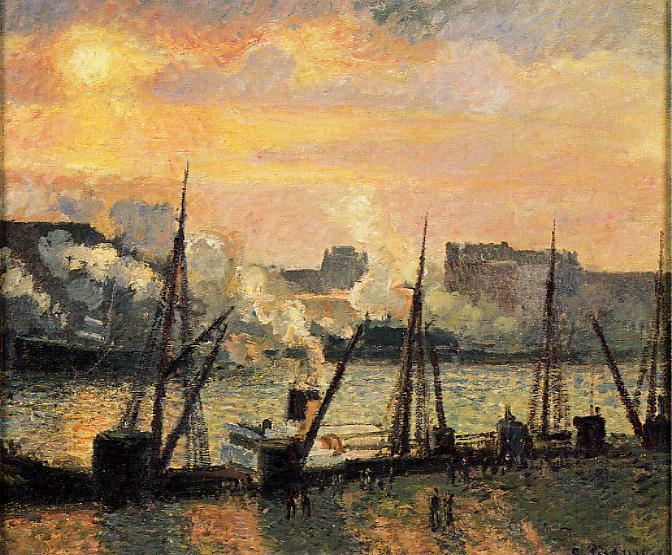 Quay in Rouen Sunset, 1896 - Каміль Піссарро
