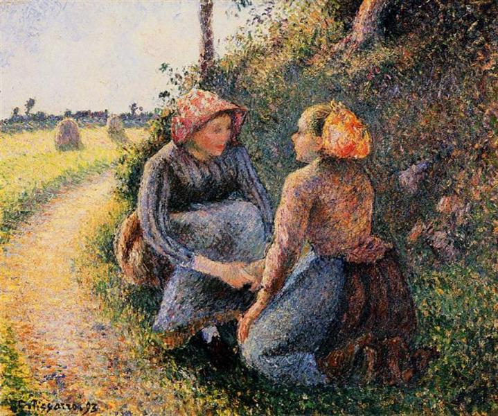 Seated and Kneeling Peasants, 1893 - Camille Pissarro