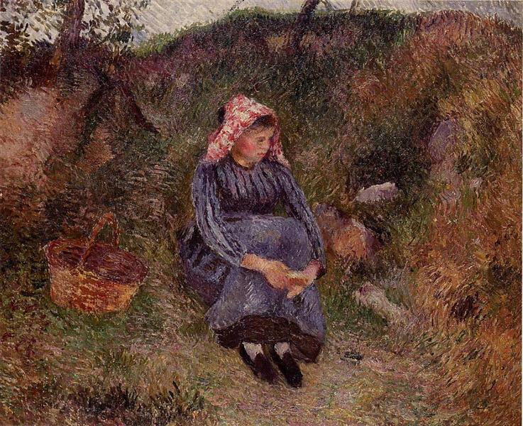 Seated Peasant Girl, 1883 - Каміль Піссарро