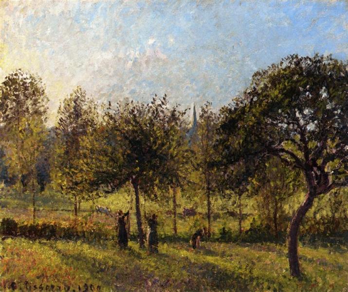 Setting Sun, Autumn in Eragny, 1900 - Камиль Писсарро