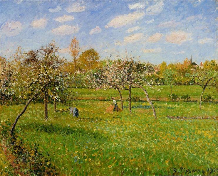 Spring Morning, Cloudy, Eragny, 1900 - Камиль Писсарро
