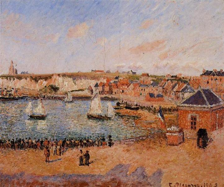 The Inner Harbor, Dieppe Afternoon, Sun, Low Tide, 1902 - Camille Pissarro