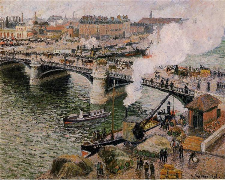 The Pont Boieldieu, Rouen, Damp Weather, 1896 - 卡米耶·畢沙羅