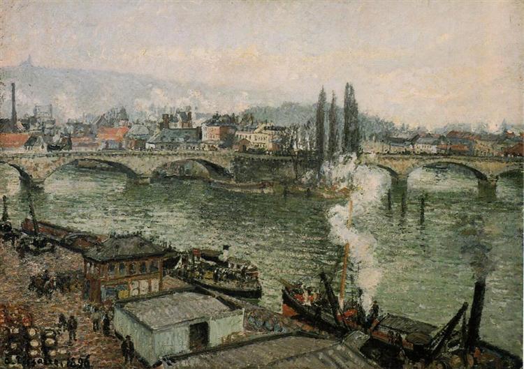 The Pont Corneille, Rouen, Grey Weather, 1896 - Камиль Писсарро