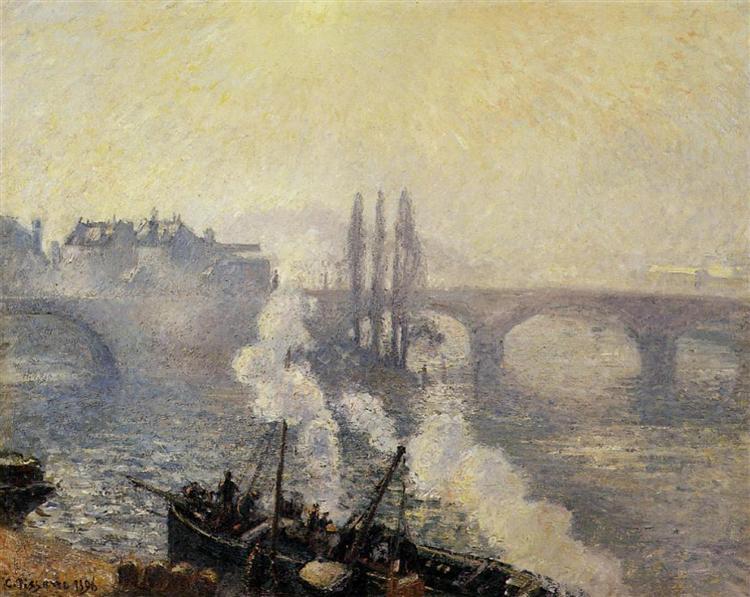 The Pont Corneille, Rouen, Morning Mist, 1896 - Каміль Піссарро