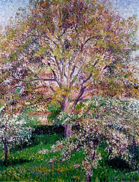 Wallnut and Apple Trees in Bloom at Eragny - Camille Pissarro