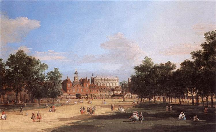 Old Horse Guards and the Banqueting Hall, Whitehall from St. James's Park, 1749 - 加纳莱托