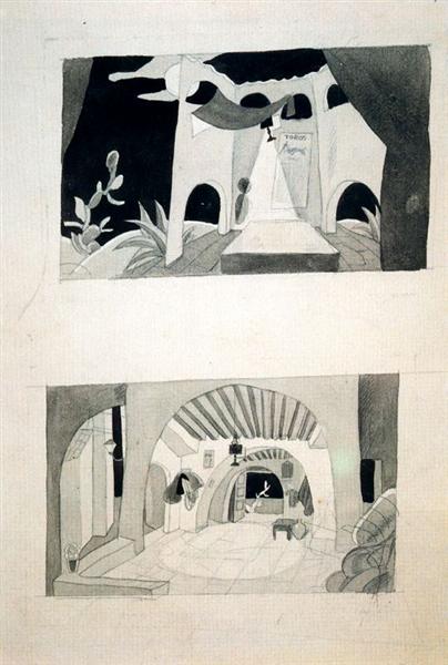 Sketch for decoration of Carmen, Antonia Merce, "La Argentina", 1927 - Карлос Саенс де Техада
