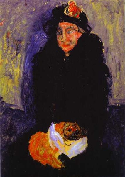 Old Woman with Dog, c.1919 - Хайм Сутін
