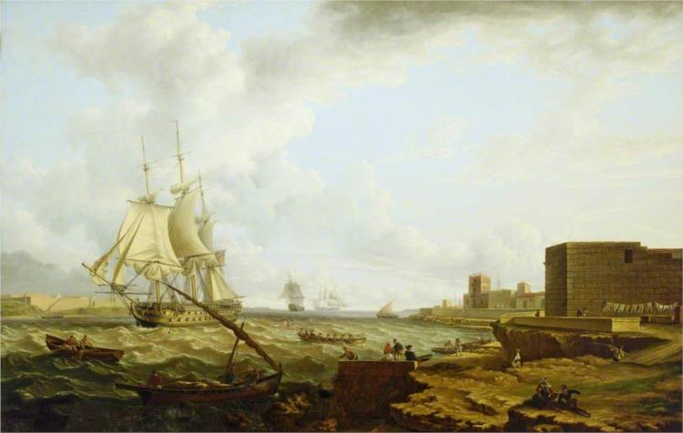 A Third-Rate Entering Port Mahon, 1820 - Charles Martin Powell