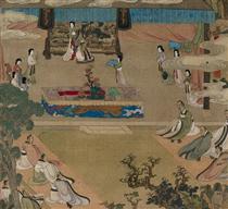 Lady Xuanwen Jun Giving Instructions on the Classics (detail) - Chen Hongshou