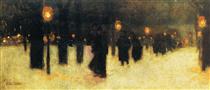 Across the Common on a Winter Evening - Childe Hassam