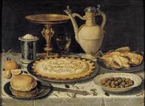 Table with Orange, Olives and Pie - Клара Петерс
