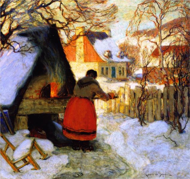 Heating the Oven, Winter Scene, 1923 - Clarence Gagnon