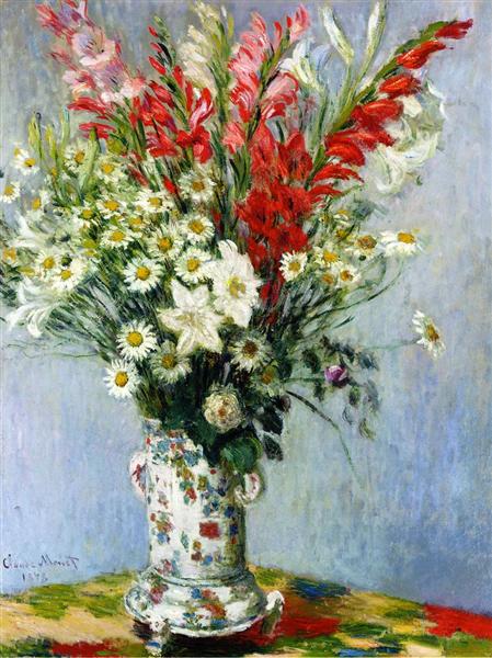 Bouquet of Gadiolas, Lilies and Dasies, 1878 - 莫內
