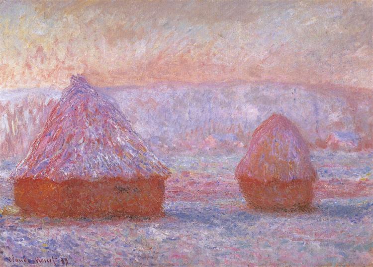 Grainstacks at Giverny, Morning Effect, 1889 - Клод Моне