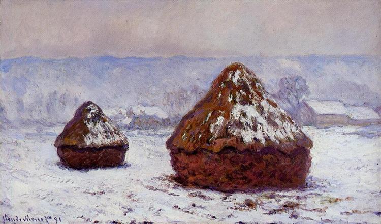 Grainstacks, Snow Effect, 1890 - 1891 - Клод Моне