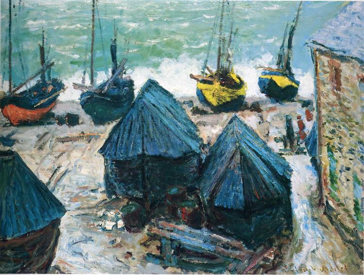 Boats on the Beach at Etretat, 1885 - Claude Monet