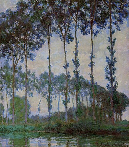 Poplars on the Banks of the River Epte, Overcast Weather, 1891 - Claude Monet