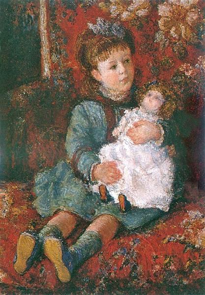 Портрет Жермены Хосхеде с куклой, 1876 - 1877 - Клод Моне